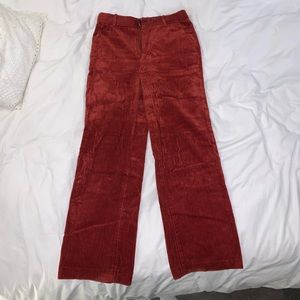 Zara Burnt Orange Corduroy Flair Pants